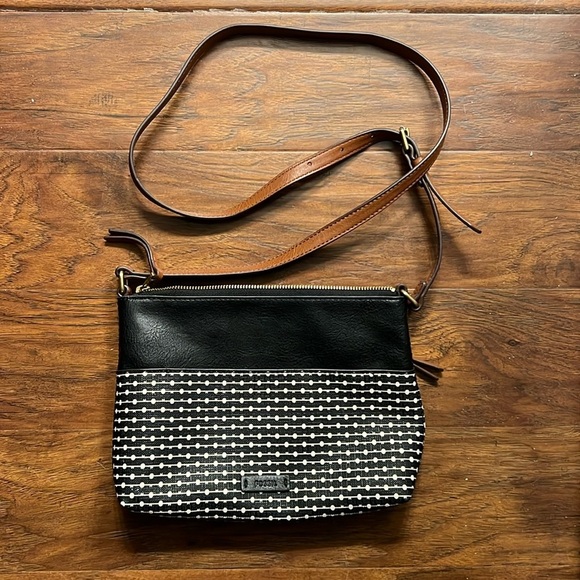 Black and White Fossil Crossbody - Picture 1 of 6